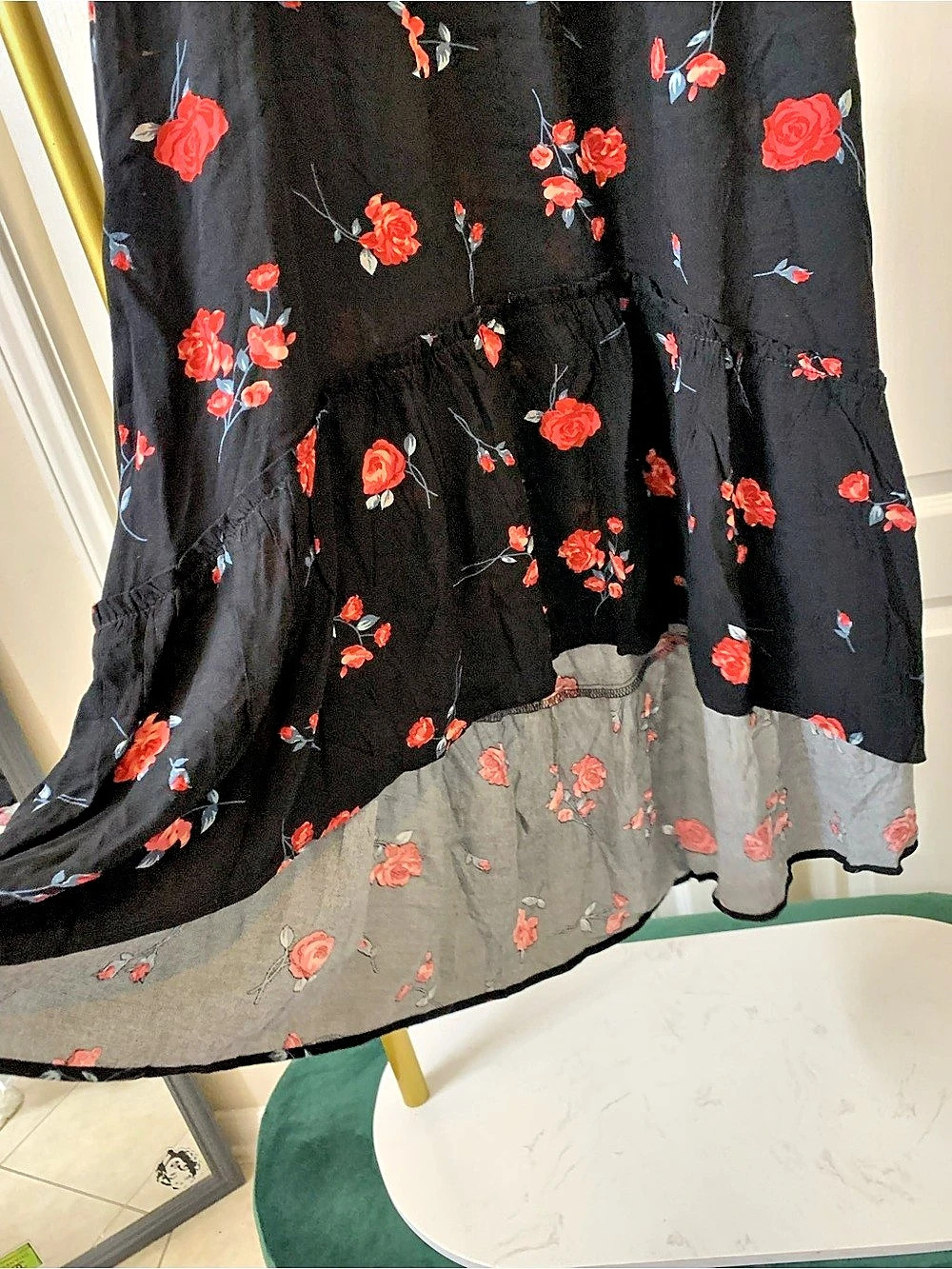 Rewind Floral Maxi-Midi Dress in Black & Red Size Small NWT - Picture 4 of 11